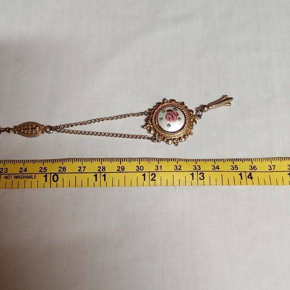 ART Painted Rose Medallion Necklace - Picture 4 of 4